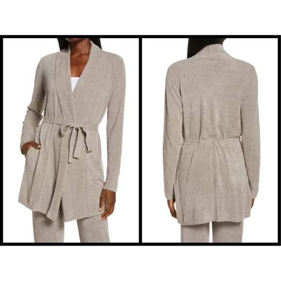 💕BAREFOOT DREAMS💕 CozyChic Drape Rib Cardigan Ultra Lite Beach Rock XS NWOT - Picture 1 of 15